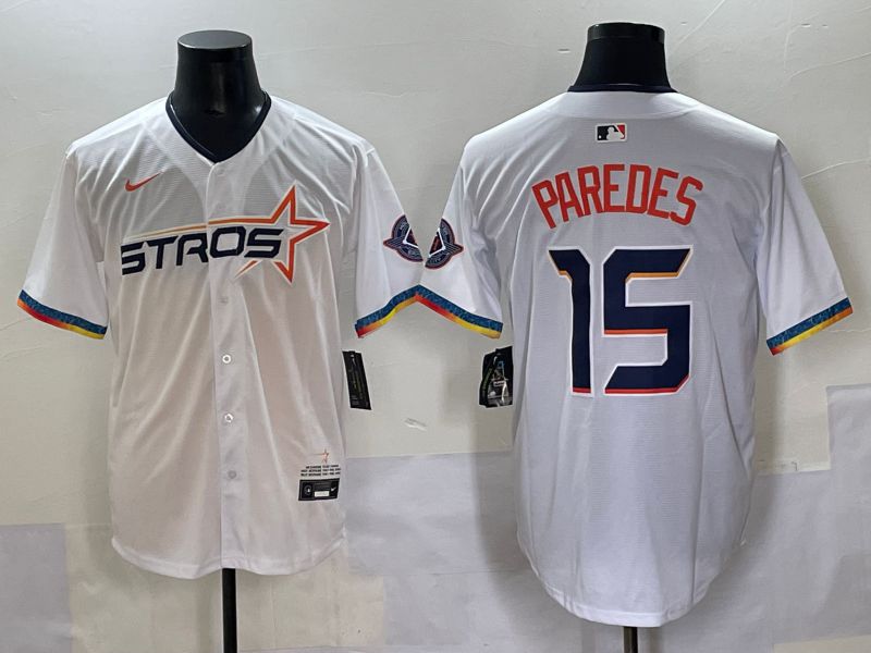 Men Houston Astros #15 Paredes White Fourth generation Joint Name 2025 Nike MLB Jersey style 1